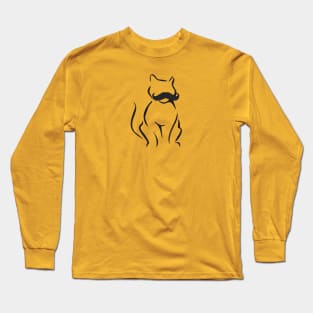 Cat Gentleman Mustache Shirt (Dark Print) Long Sleeve T-Shirt